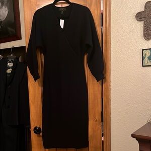 Elegant Navy Blue Sweater Dress